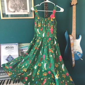 Rare Disney's Enchanted Tiki Room Sun Dress with original floral brooch